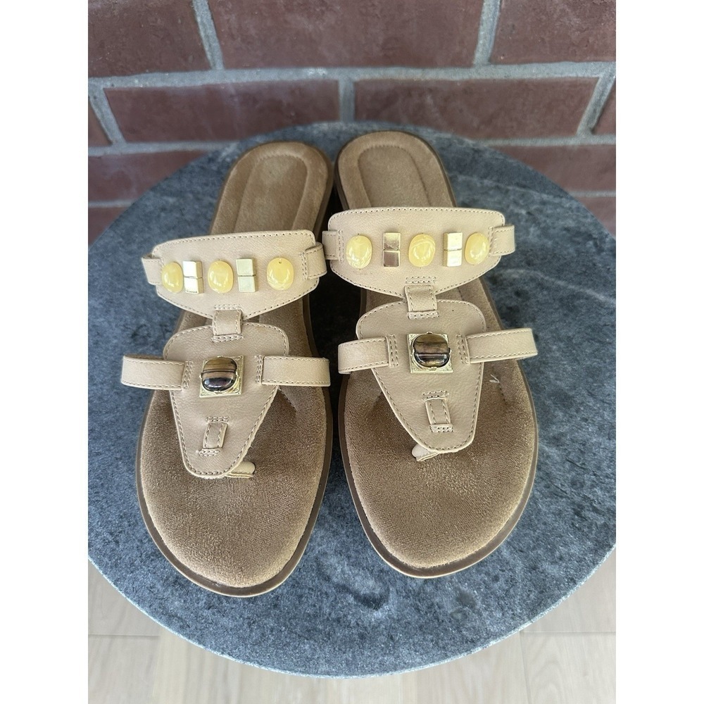 Naturalizer Jamelia Womens Size 8.5M Embelished Tan Sandals Shoes - Picture 2 of 8